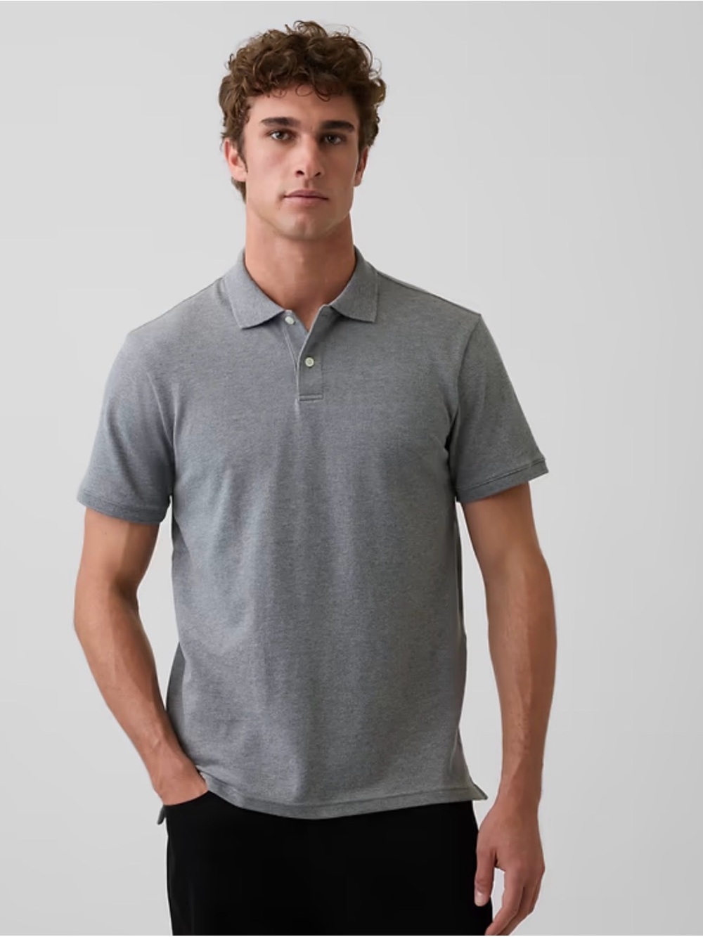 GAP “All Day Pique Polo” grey size medium. Like New Condition